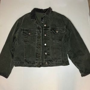 VINTAGE 90S WOMEN'S LEE RIVETED OLIVE GREEN DENIM JACKET